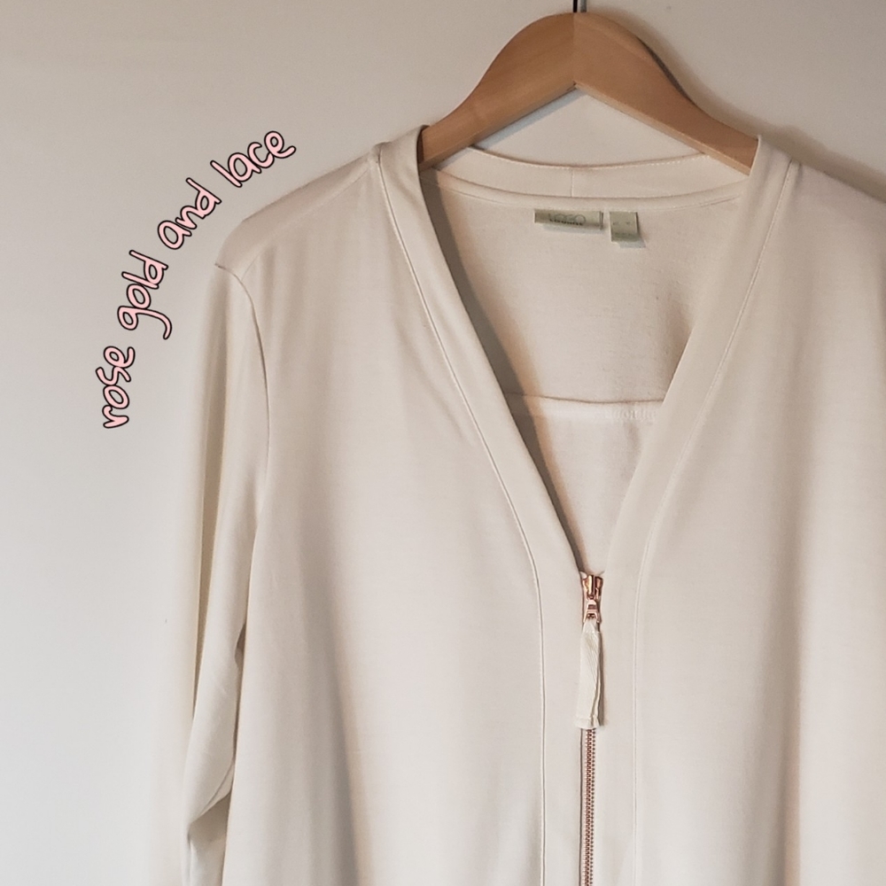 LOGO Lounge zip front cardigan with lace back